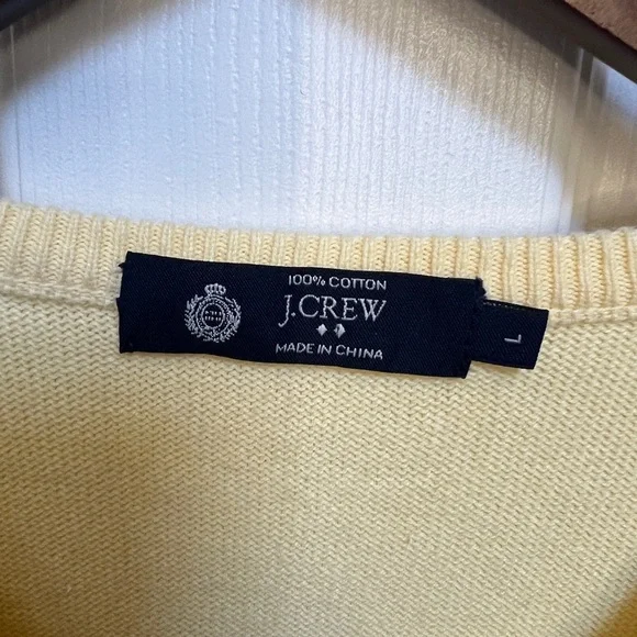 J. Crew 100% Cotton Argyle Yellow, Green and Blue Sweater Vest Sz L LIKE NEW - Picture 2 of 7